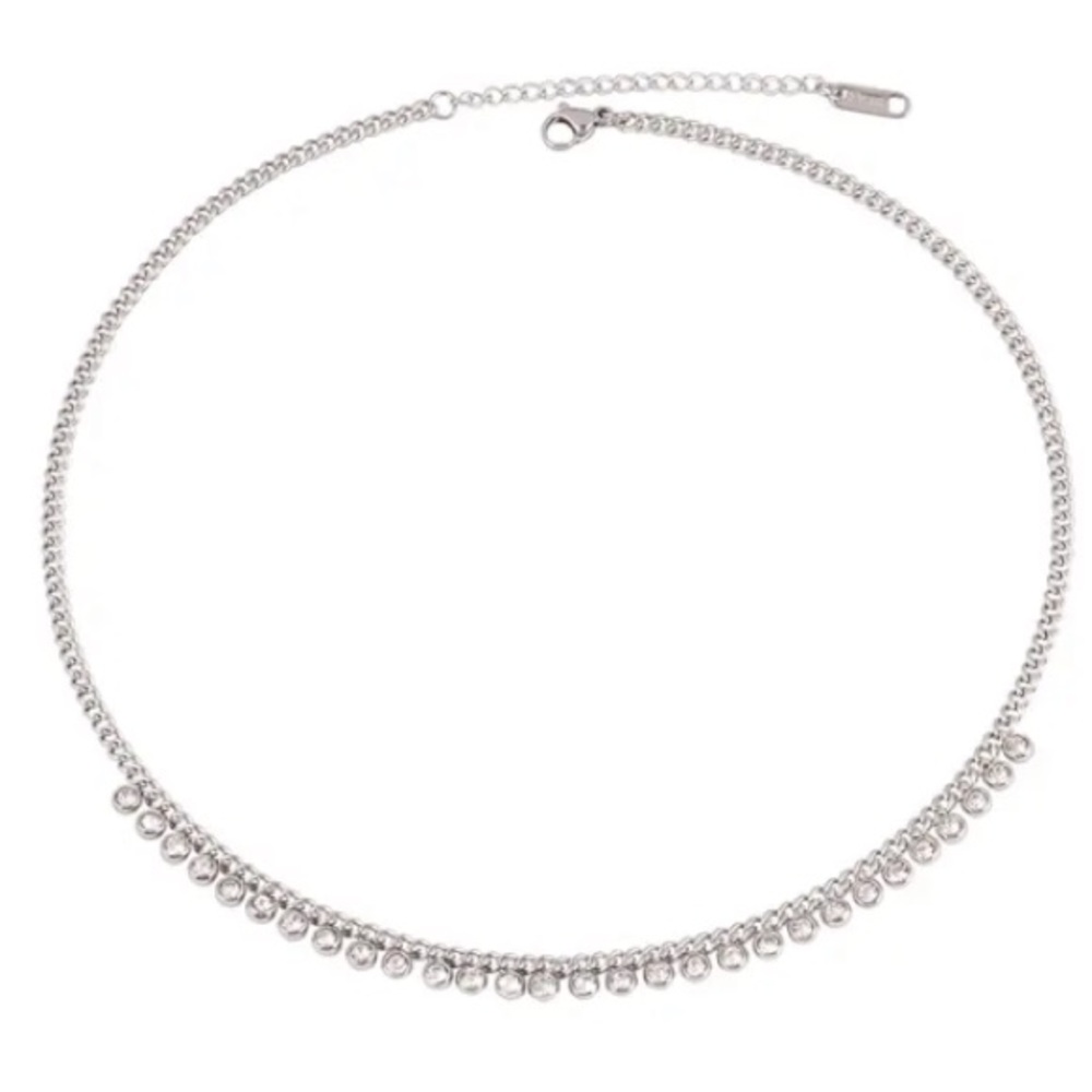 Stainless Steel Zircon Diamond Necklace!